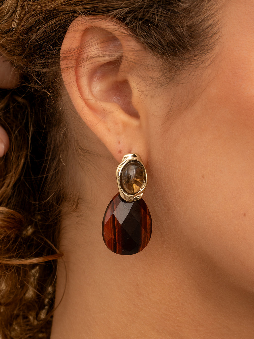 Flow Push Back Oorbellen Smoky Quartz