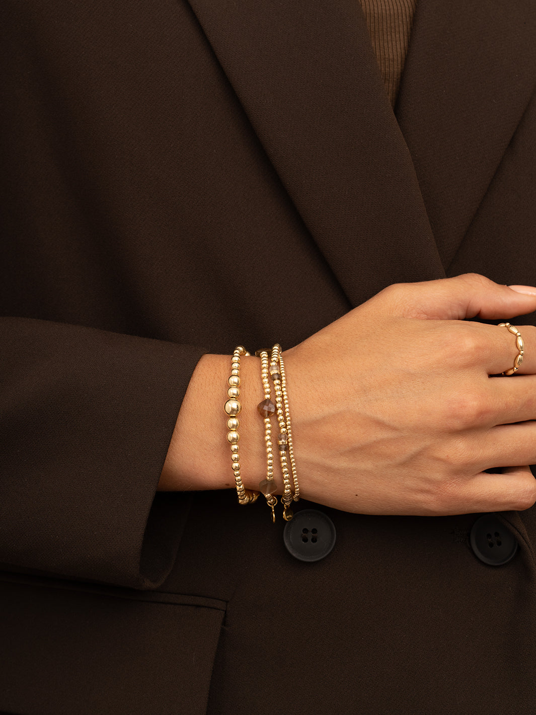 Double Reverse Roundel Armband Smoky Quartz