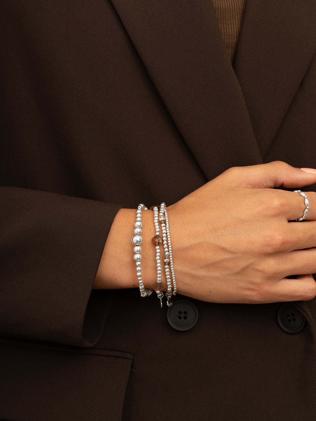 Double Reverse Roundel Armband Smoky Quartz