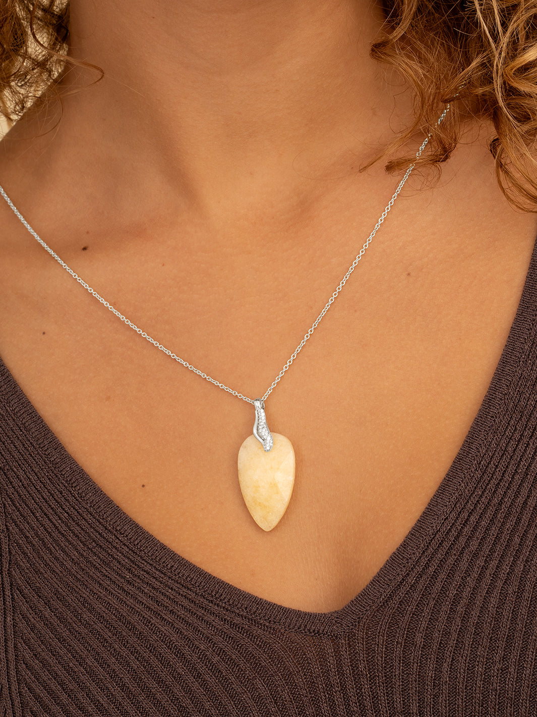 Pave Twirl Clip Pendant Zirconia