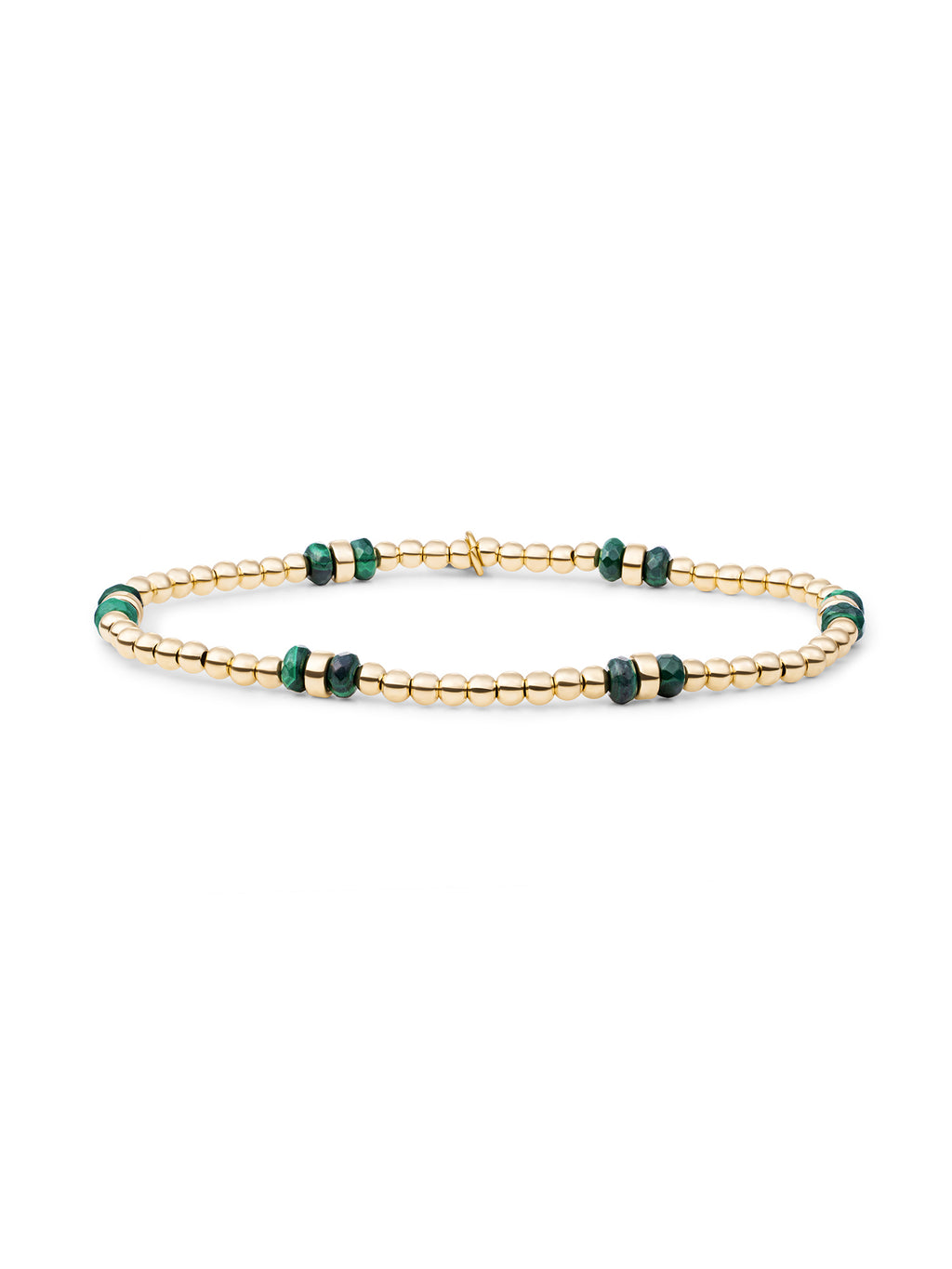 Double Reverse Roundel Armband Malachite - Gold Plated