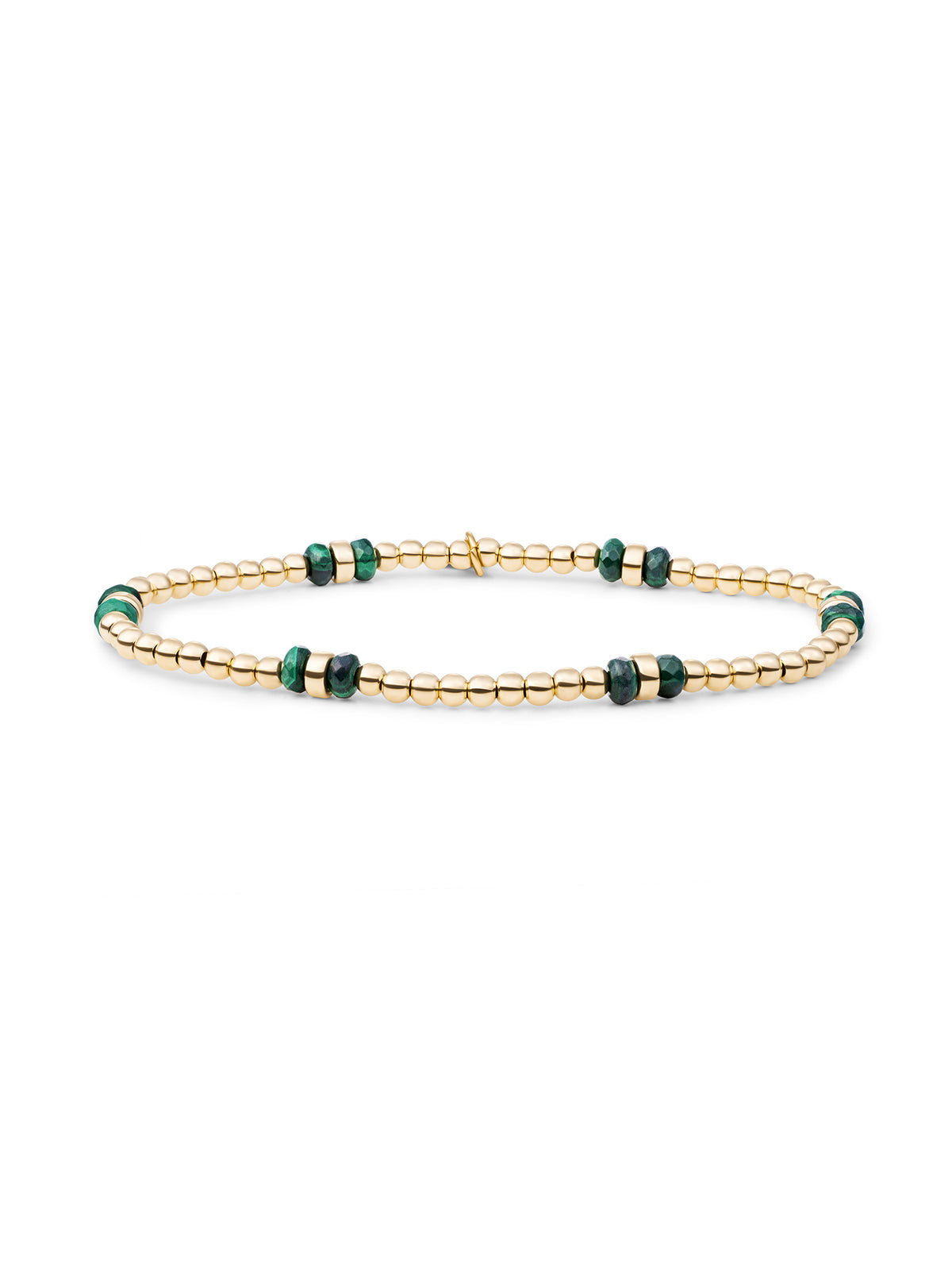 Double Reverse Roundel Armband Malachite - Gold Plated