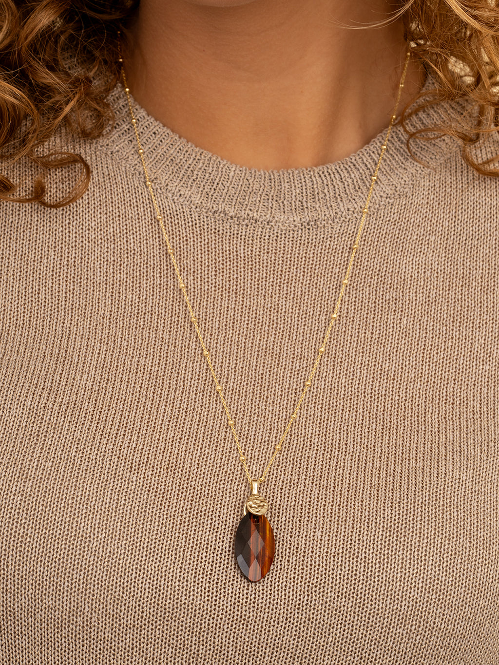 Pendant Edelsteen Leaf Red Tiger Eye - Pendant Edelsteen Leaf Red Tiger Eye