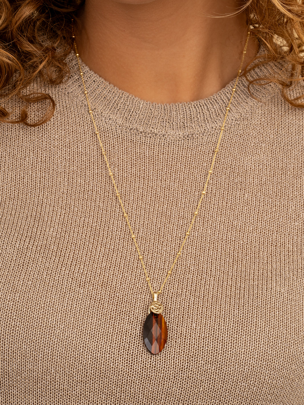 Pendant Edelsteen Leaf Red Tiger Eye - Pendant Edelsteen Leaf Red Tiger Eye