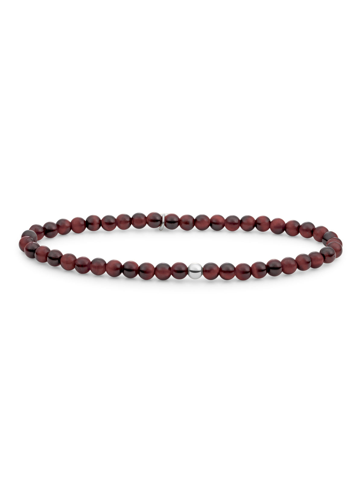 Saturn Armband Small Red Tiger Eye - Rhodium Plated