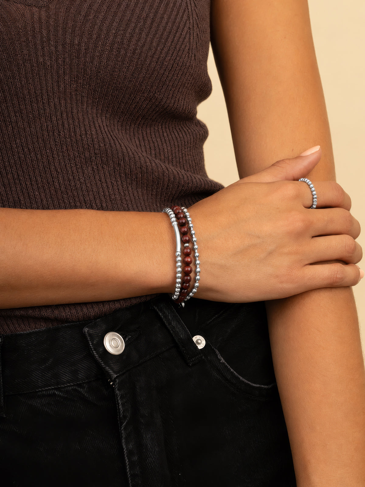 Saturn Armband Small Red Tiger Eye