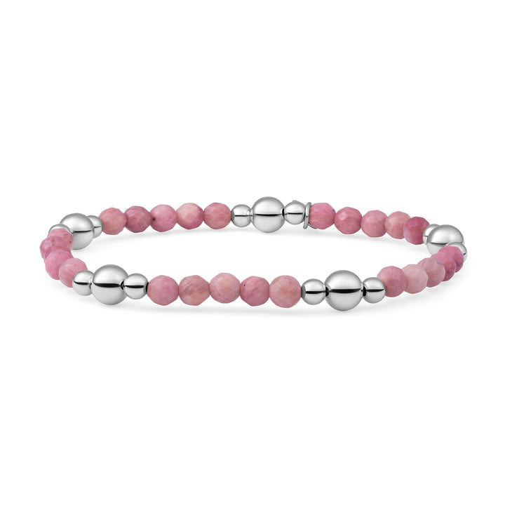 Sparkling Pink Rhodonite Armband kralen #kleur_zilver