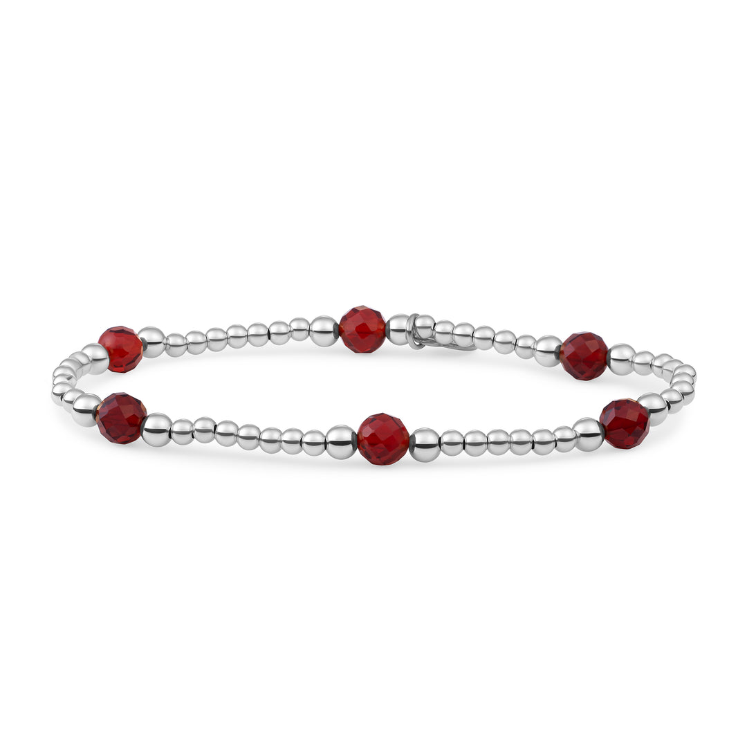 kralenarmband met ruby quartz edelsteen voor dames van Sparkling #kleur_zilver