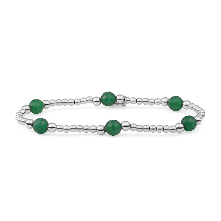 Bold Mix Reverse Armband met Green Onyx Edelsteen #kleur_zilver