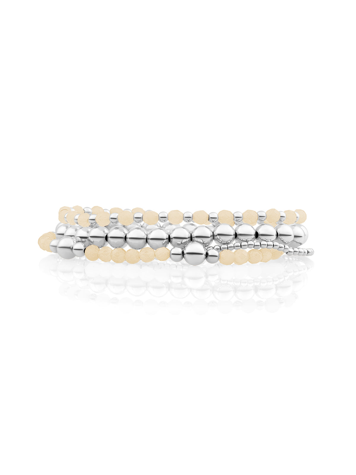 Buttery Jade Roundel Bold Mix Armband Set Silber