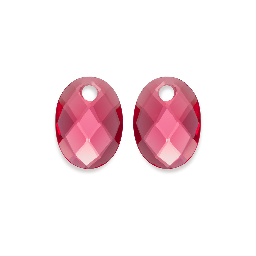 Fuchsia Quartz Boucle d'oreille ovale moyenne pierres précieuses