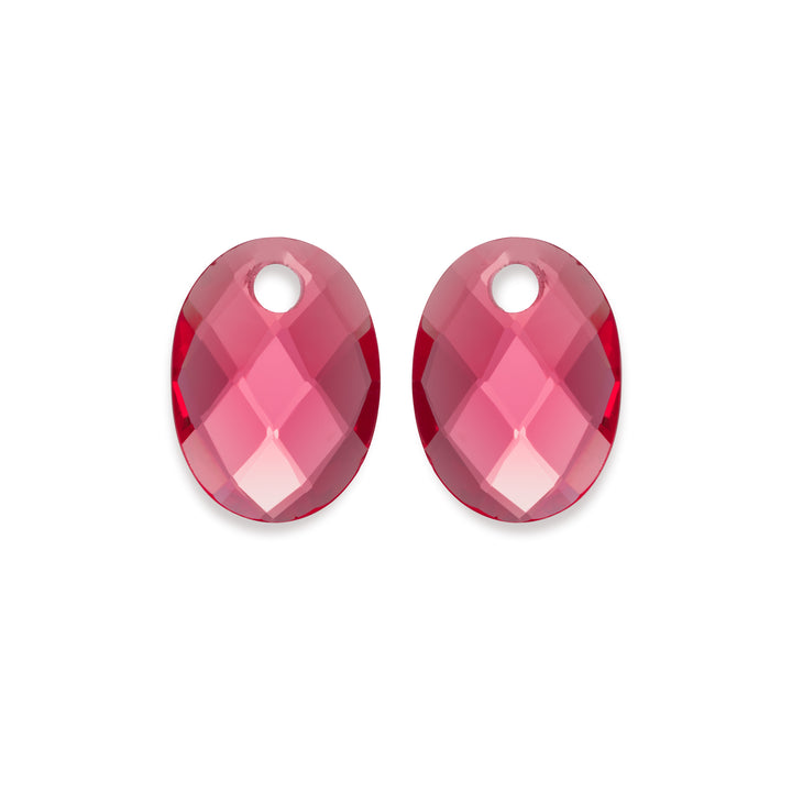 Fuchsia Quartz Mittel oval Ohrringe-Edelsteine