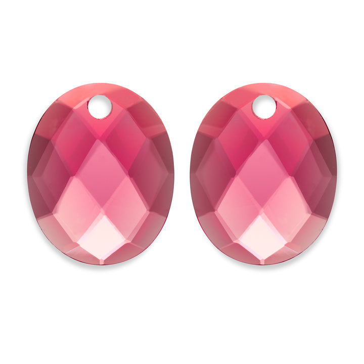 Fuchsia Quartz Großer Oval Ohrringe-Edelsteine