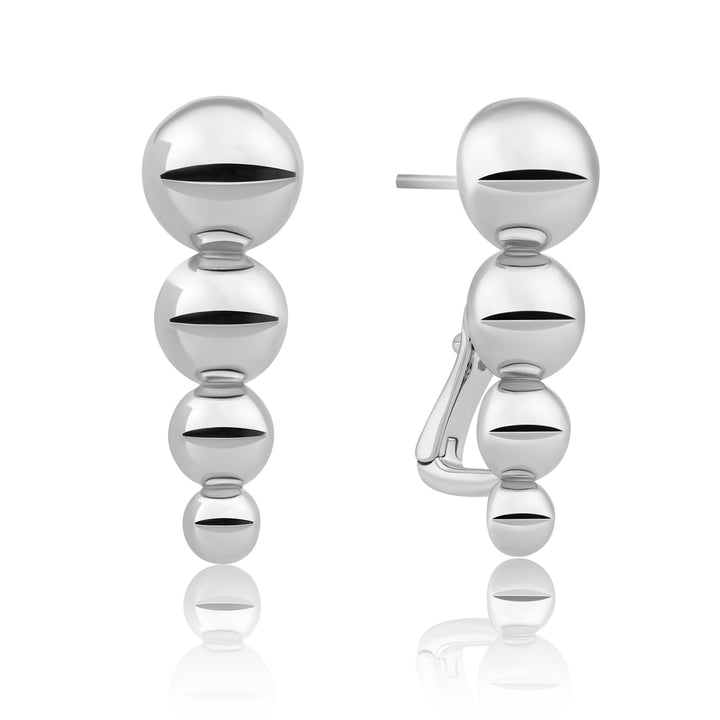 Beaded Pushback Earrings Silver