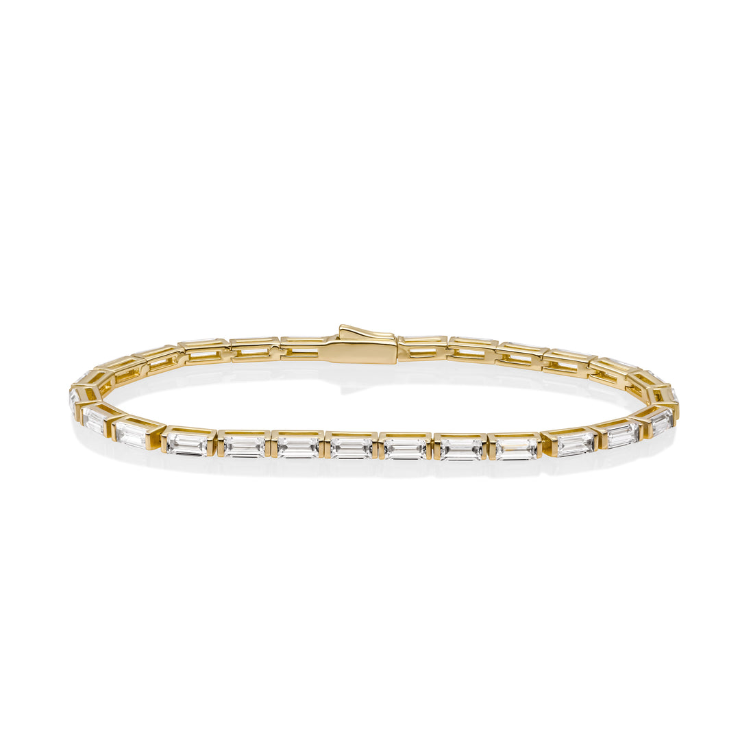 Tennis Baguette Bracelet White CZ | Gold Plated