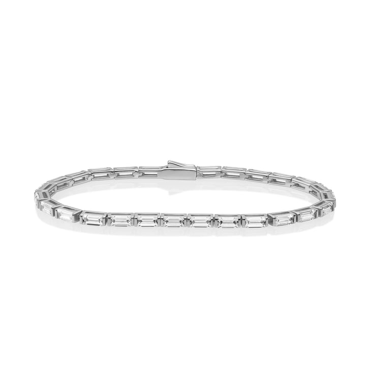 Tennis Baguette Bracelet White CZ | Silver