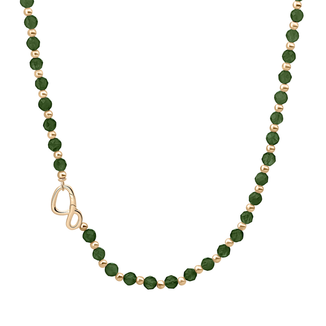 Link necklace Green Onyx Mix l Gold Plated