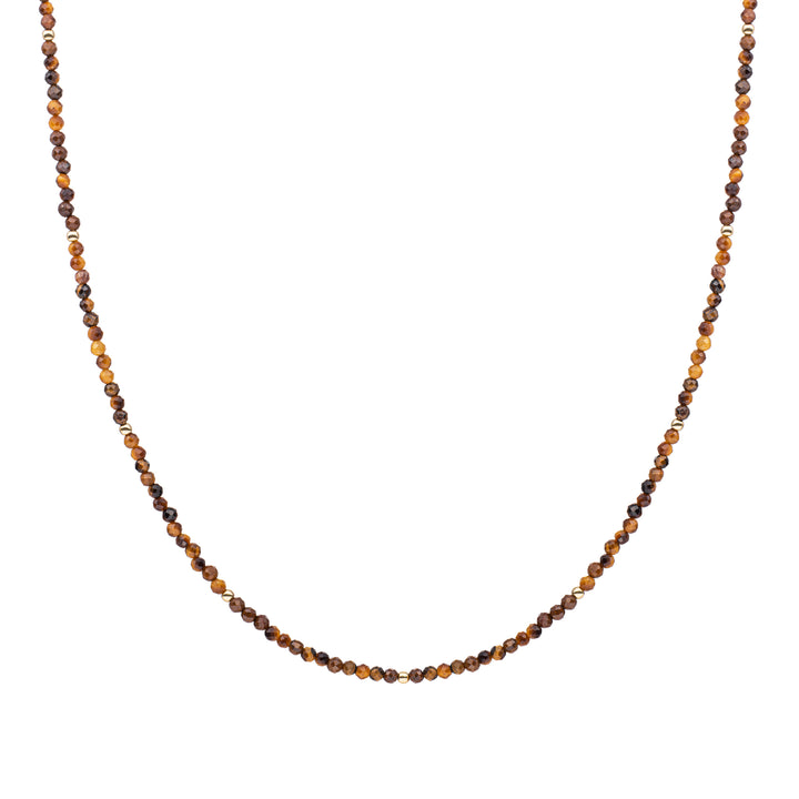 Tiger eye bead chain 2mm Gold Plated