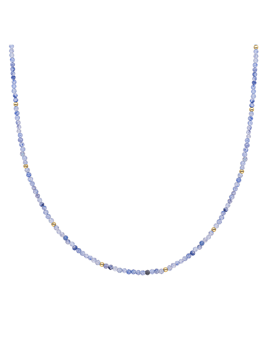 Blue Aventurinee Kralenketting 2mm Goudkleurig