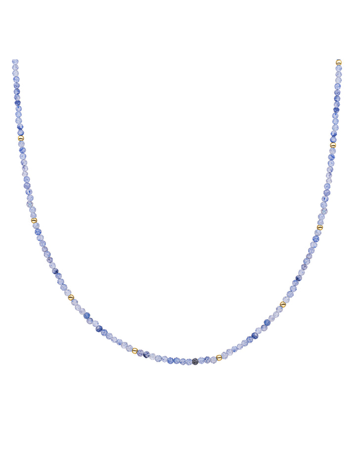 Blue Aventurinee Kralenketting 2mm Goudkleurig