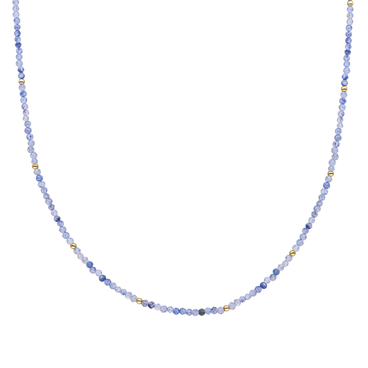 Blau Aventurin Perlenkette 2 mm Gold gefärbt