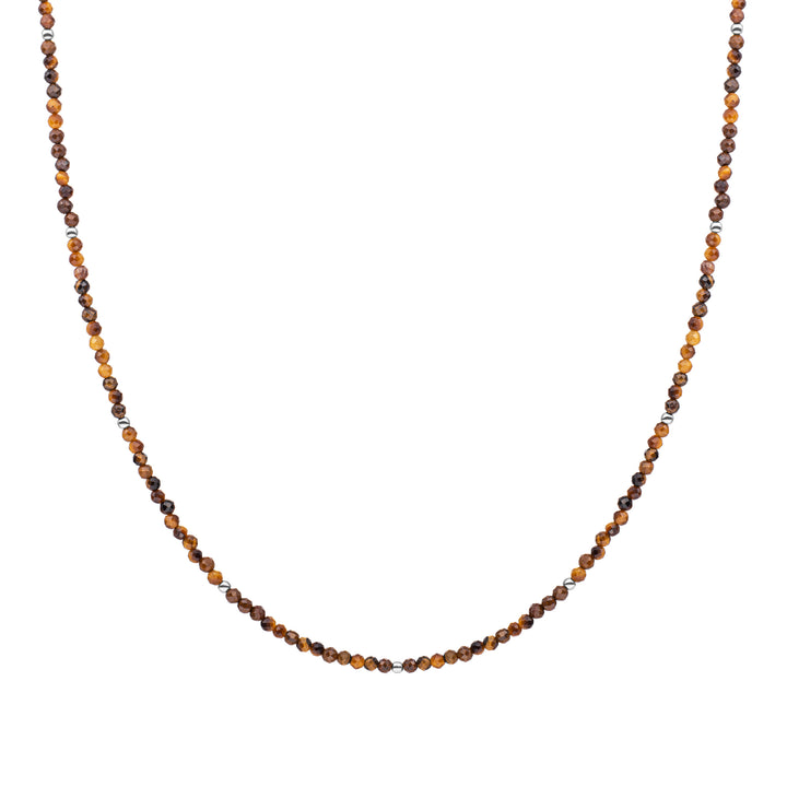 Tiger eye bead chain 2mm silver