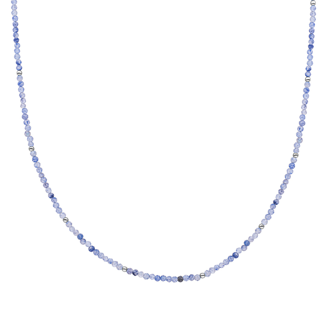 Blue Aventurine Perlen Kette 2mm Silber