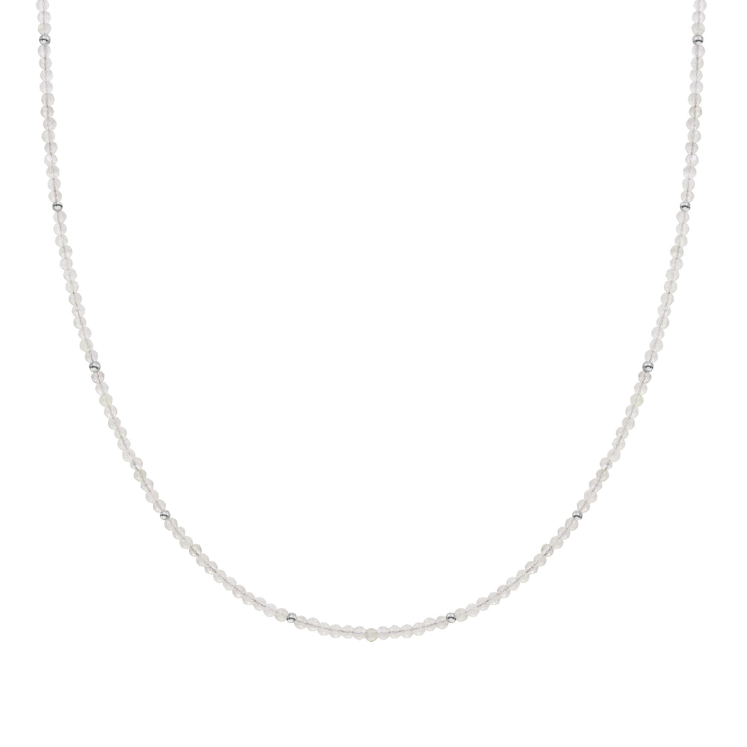 Moonstone Beaded Chain 2mm Silver