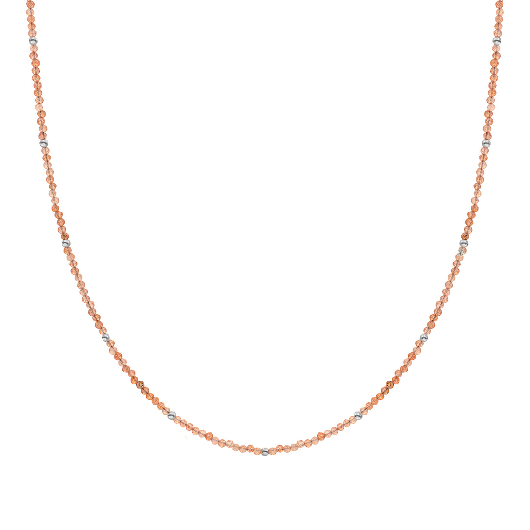 Sunstone Beaded chain 2mm silver