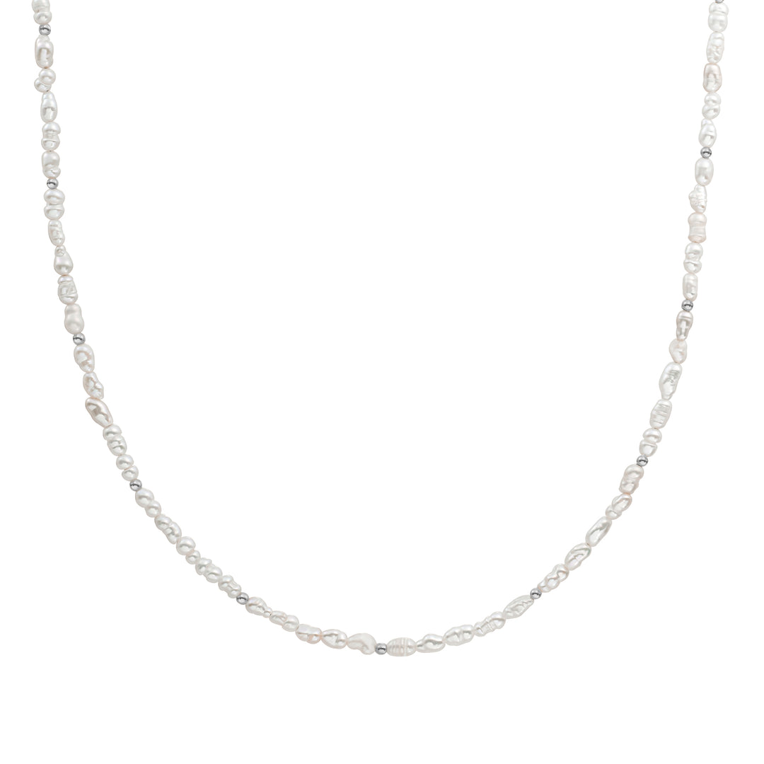 Pearl Beaded Chain 2mm Silver