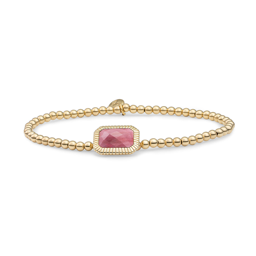 Pink Rhodonite edelsteen armband voor dames #kleur_goud