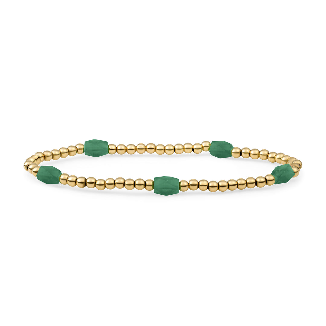 Kralen Armband met Green Onyx Edelsteen  #kleur_goud