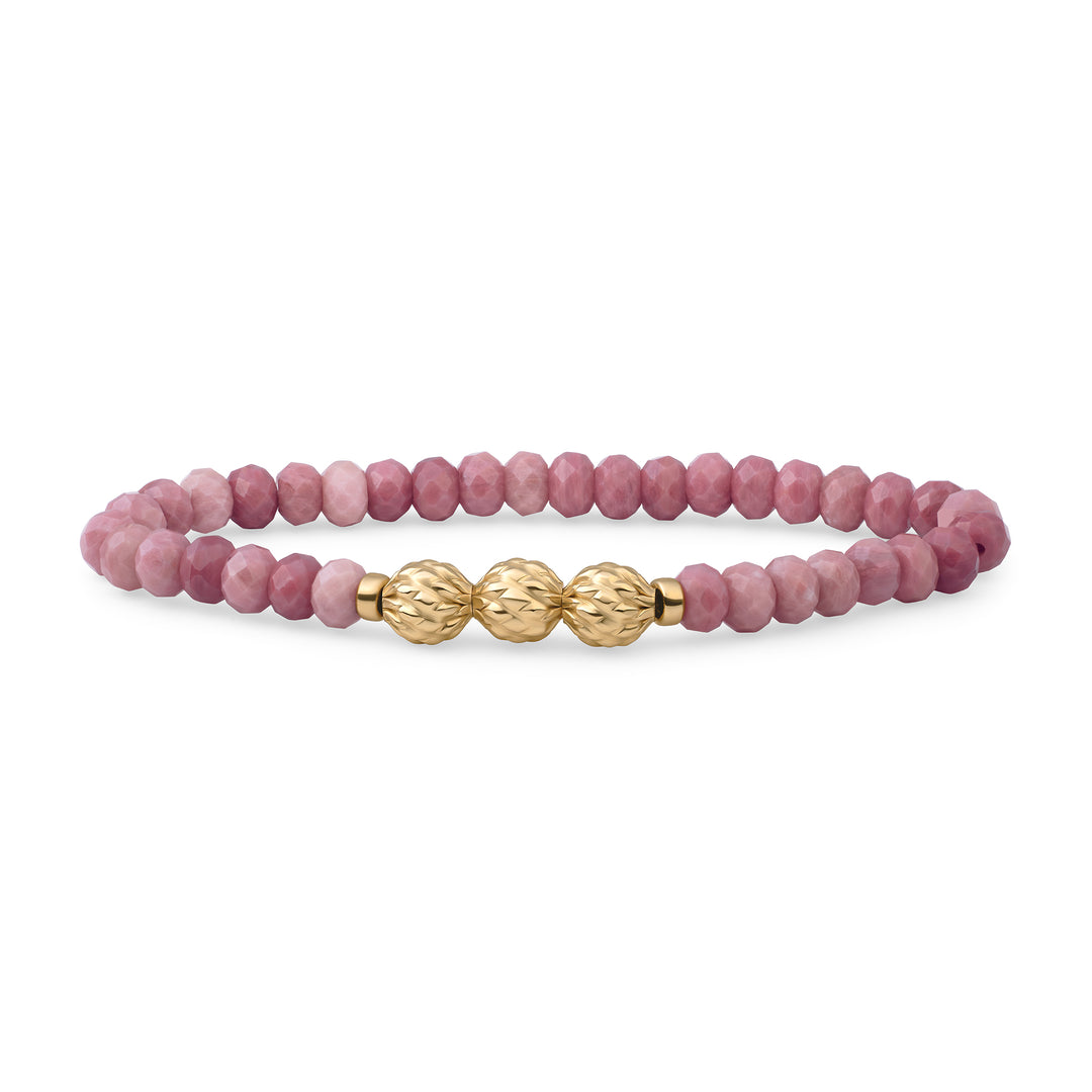 Fuse Armband met Pink Rhodonite Edelsteen  #kleur_goud