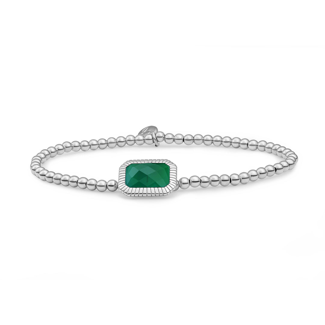 zilveren Armband met Edel steen van Groene Onyx  #kleur_zilver