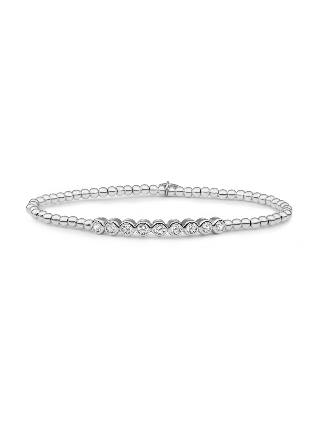 White Flame, CZ Tube Bracelet - Zilver