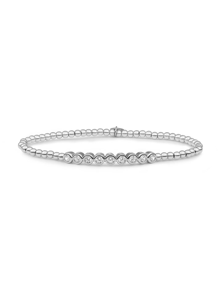 White Flame, CZ Tube Bracelet - Zilver