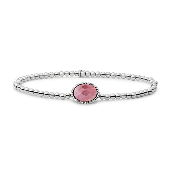 Edelsteen Kralen Armband van Pink Rhodonite #kleur_zilver
