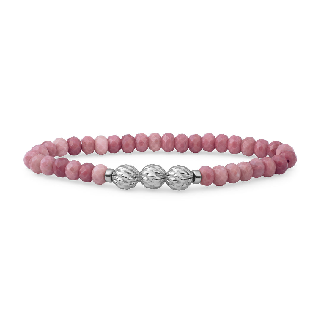 Pink Rhodonite Fuse Armband Gemstone #kleur_zilver
