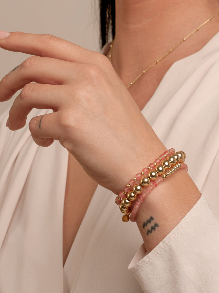 Saturn 10mm bead bracelet | Gold Plated