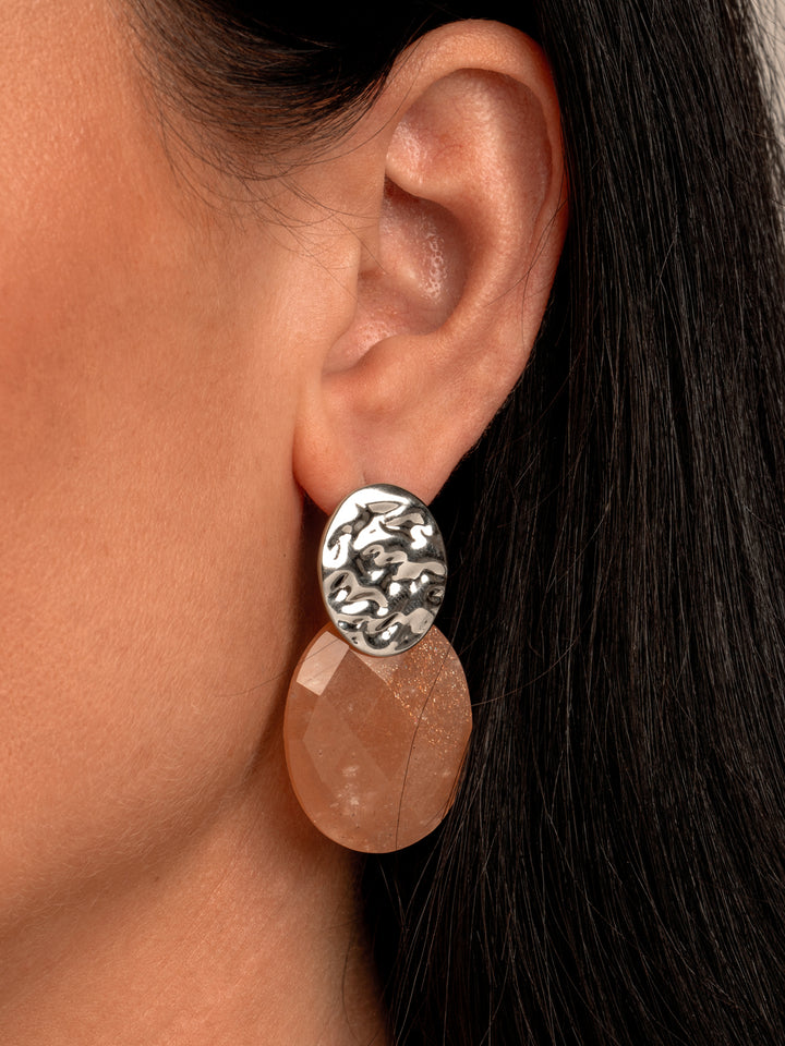 Sunstone Large Oval Earring Gemstones