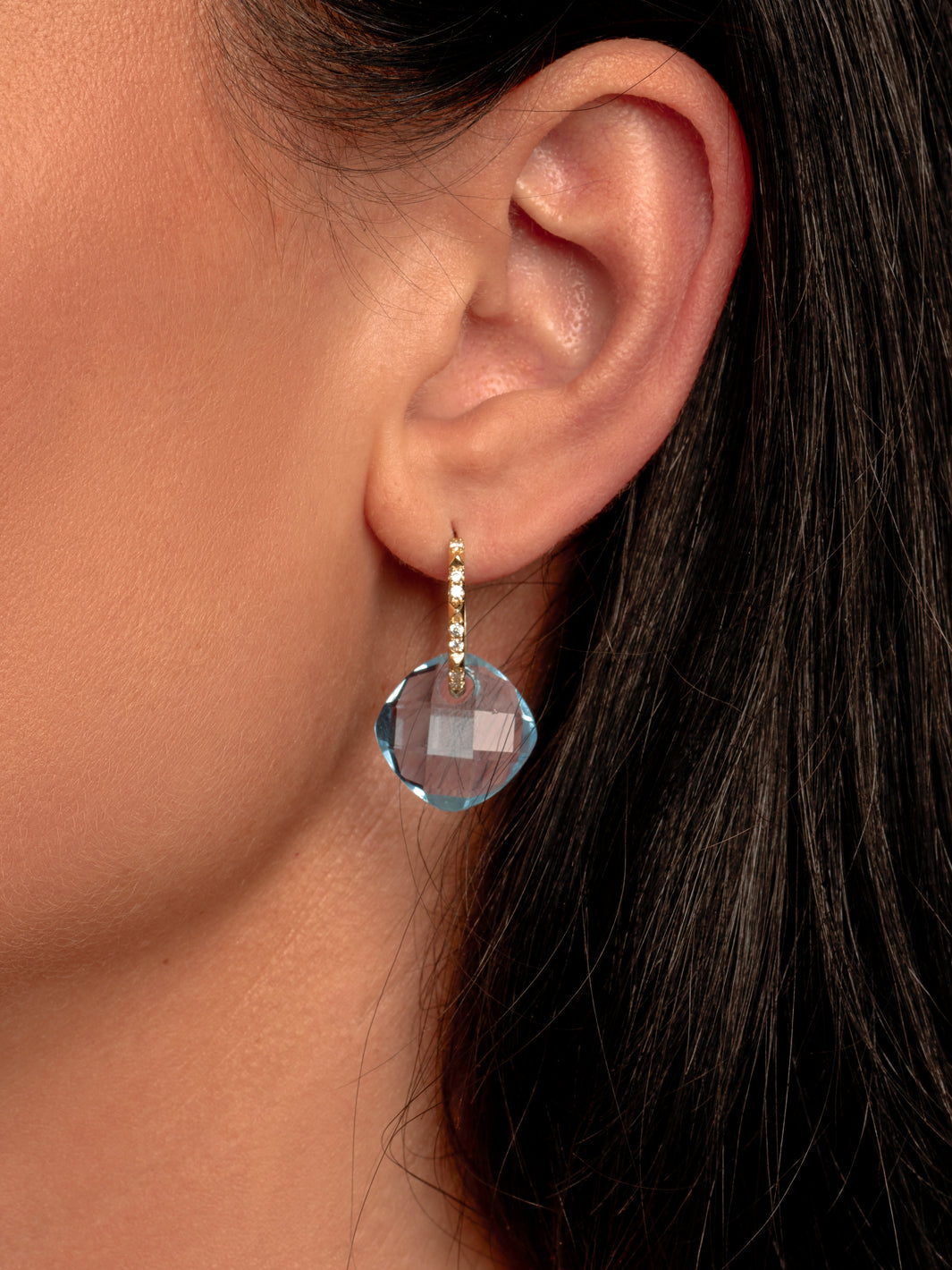 Aquamarine Quartz Cushion Cut oorbel edelstenen