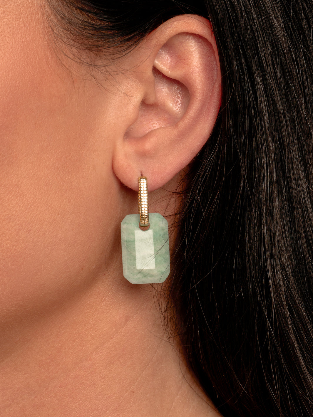Rich Green Amazonite Baguette Earring Gemstones