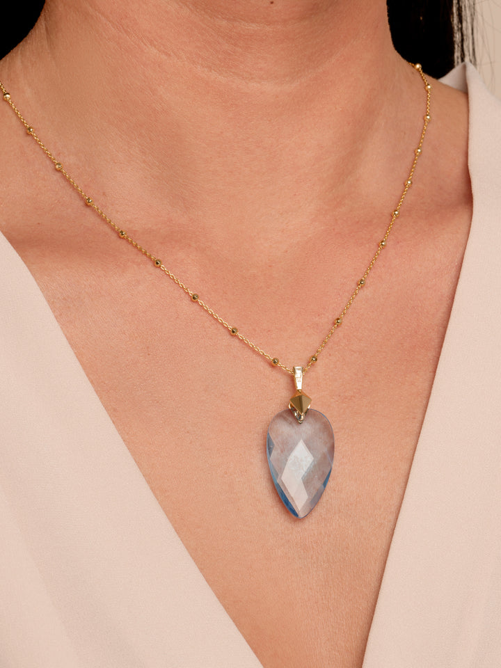 Aquamarine Quartz Blossom Necklace Gemstones