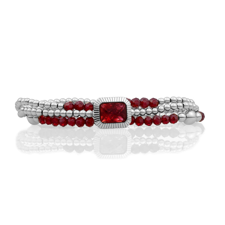 Ruby Quartz Baguette Bracelets Stack l Silver