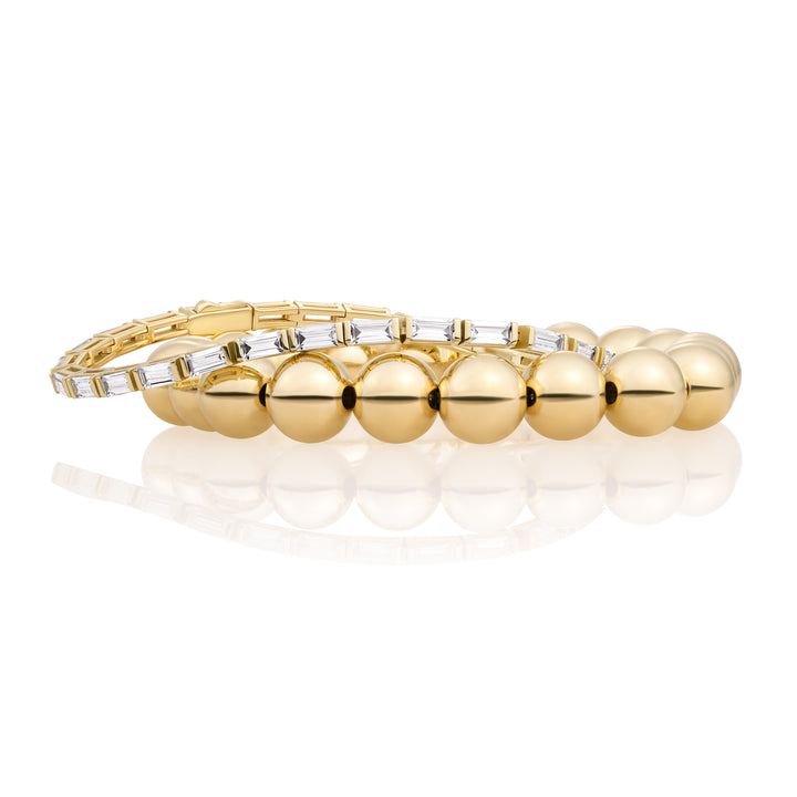 Essentials Saturn Tennis Baguette Bracelets Stack | Gold Plated