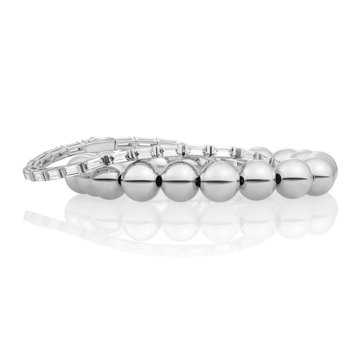 Essentials Saturn Tennis Baguette Armbänder Stapel | Silber