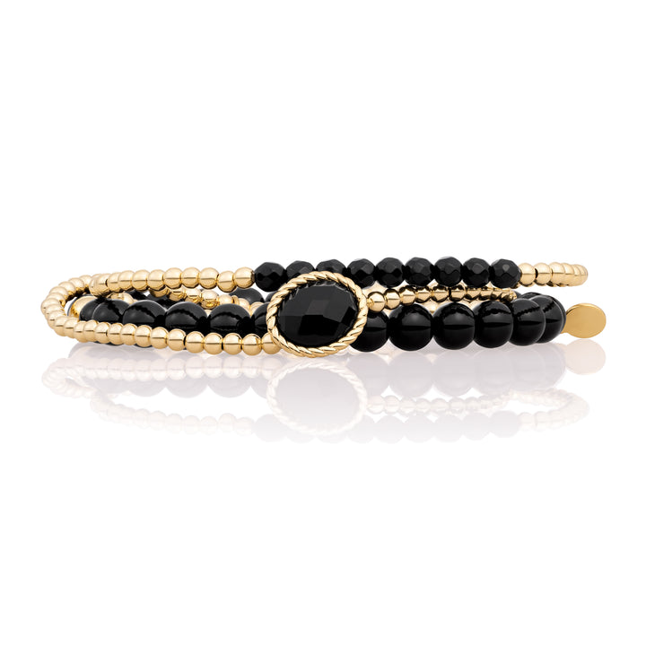 Onyx Twist Universe Bracelets Stack | Gold Plated