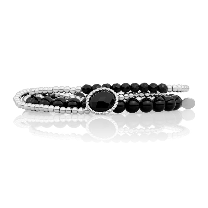 Onyx Twist Universe Bracelets Stack | Silver