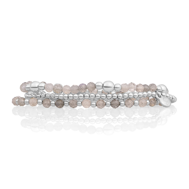 Labradorite Bold Mix Interstellar Bracelets Stack | Silver