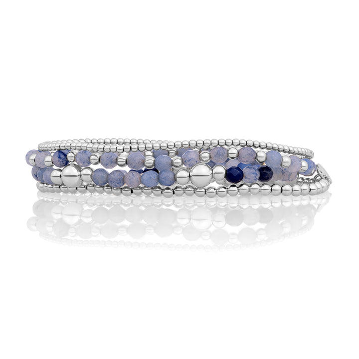 Blue Aventurine Interstellar Saturn Armbanden Stack | Zilver